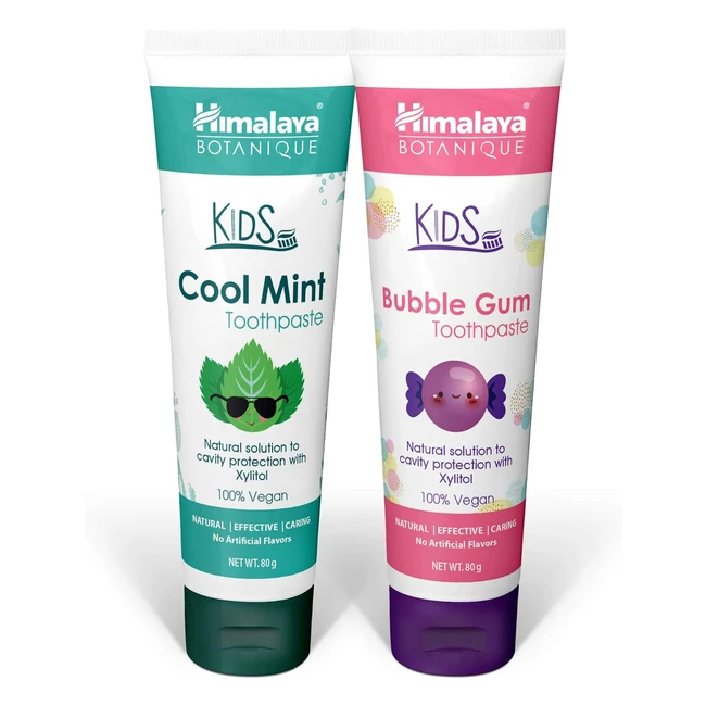 Himalaya Botanique Kids Cool Mint Bubble Gum Toothpaste 80g Pack of 2 - Natural & Fun!