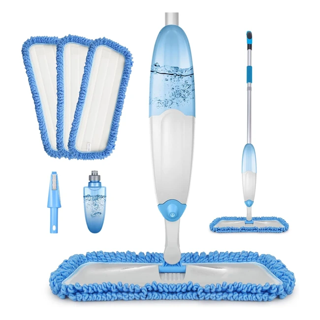 Domipatrol Spray Mop with 3 Reusable Pads - Efficient Cleaning for Hardwood, Laminate, Vinyl Floors