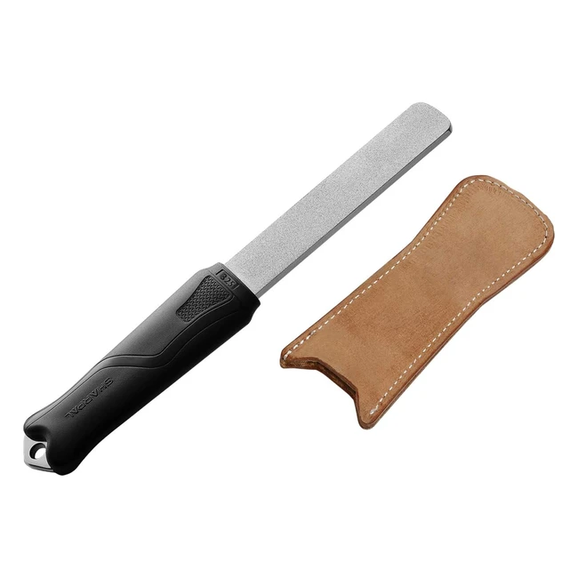 Sharpal 127N DualGrit Coarse 325 Extra Fine 1200 Diamond Sharpening Stone with Leather Strop - Tool Sharpener for Knife Axe Lawn Mower Blade