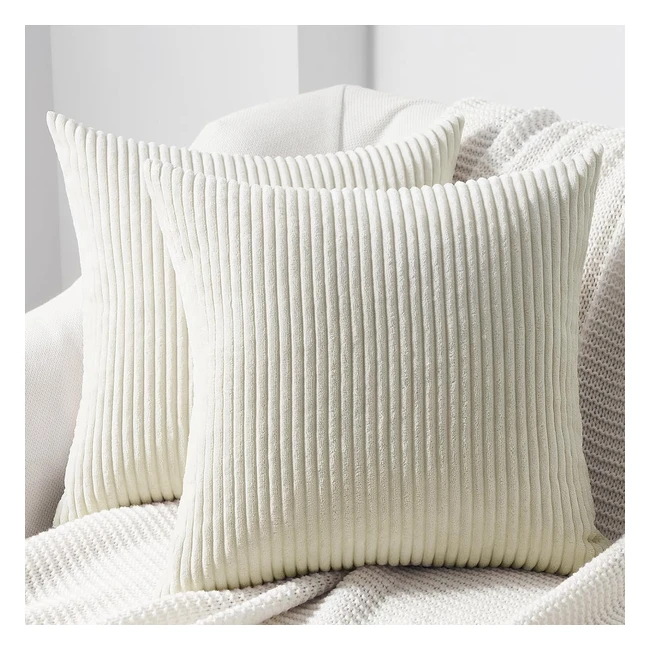 Lot de 2 Housse Coussin Velours Ctel 40x40 Beige Blanc - Doux  Dcoratif