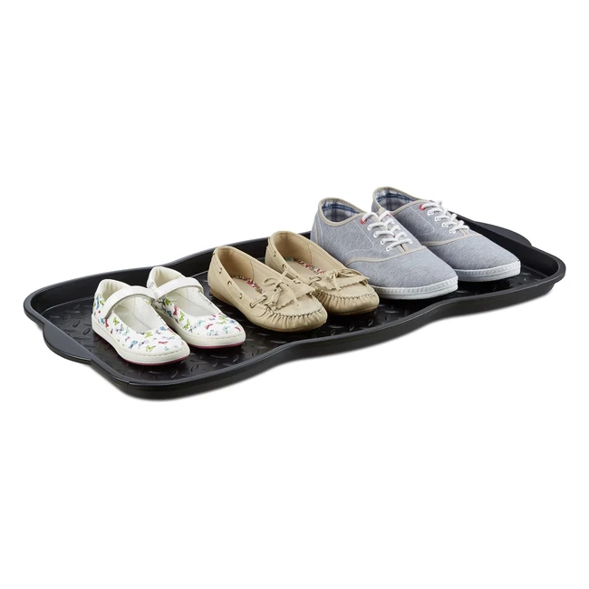 Poggiascarpe Vaschetta Relaxdays 3 Paia Plastica 3x75x38 cm Nero
