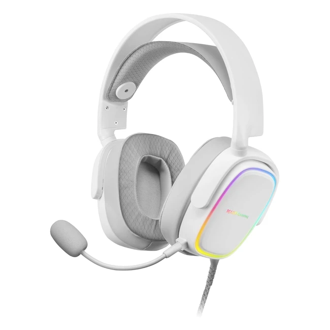 Casque Gaming RGB Mars Gaming MHAX White - Microphone Détachable - Support Multiplateforme