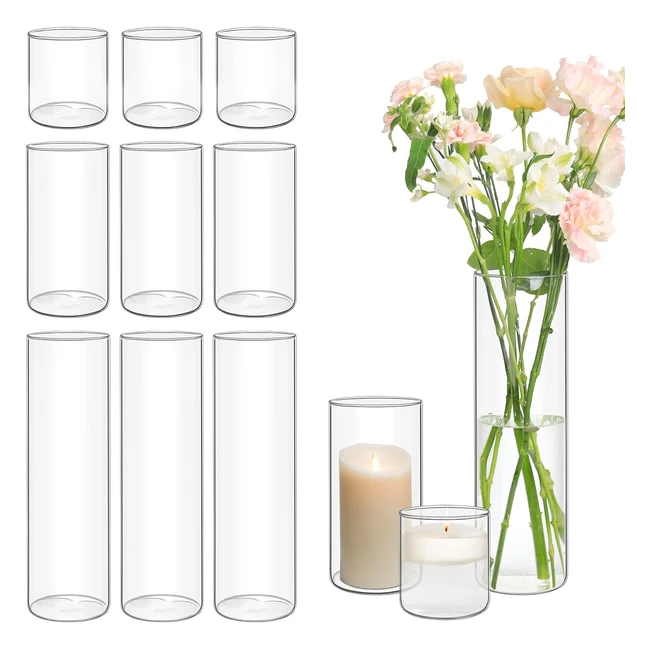 Comsaf Glass Cylinder Vases Set of 12 - Clear Bud Vases 4 75 12 Inch Tall - H