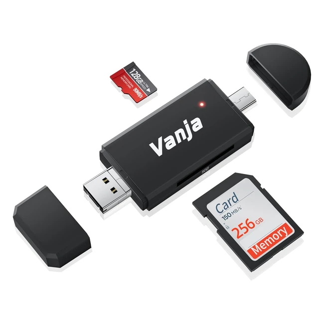 Vanja SDMicro SD Card Reader USB Type C Micro USB OTG Adapter and USB 20 Porta