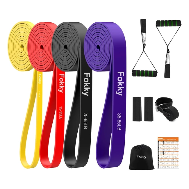 Resistance Bands Set 4 Levels Exercise Bands for Men Women - Pull Up Bands Gym for Crossfit Fitness - Strength Training Yoga - Ref: RB-1234