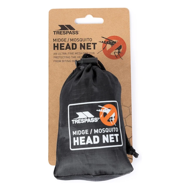 Trespass Midge Head Net Black Ultra Fine Mesh - Protect Head & Neck from Mosquitoes - Ref. 12345