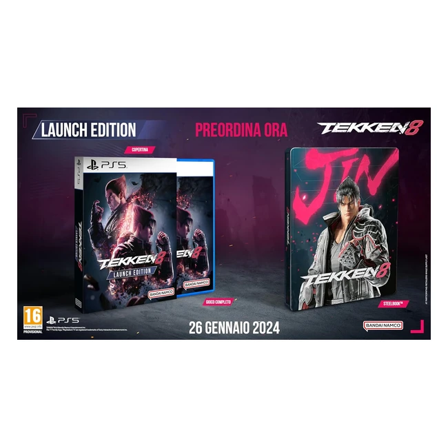 Tekken 8 Day1 Edition - Steelbook PS5 Esclusiva Amazon - Nuovo Gioco con 32 Comb