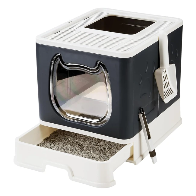 Vealind Covered Cat Litter Box with Lid for Small and Medium Cats - Top Entry Ki