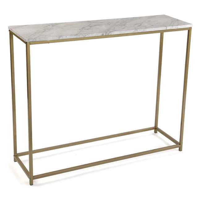 Console Versa Montpellier - Table d'entrée étroite 81x30x100 cm bois et métal marbre et or