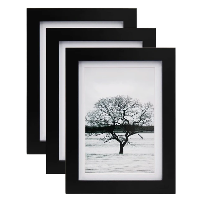 Egofine 7x5 Picture Frames Set of 3 - Solid Wood Matted for 4x6  35x5 Tablet