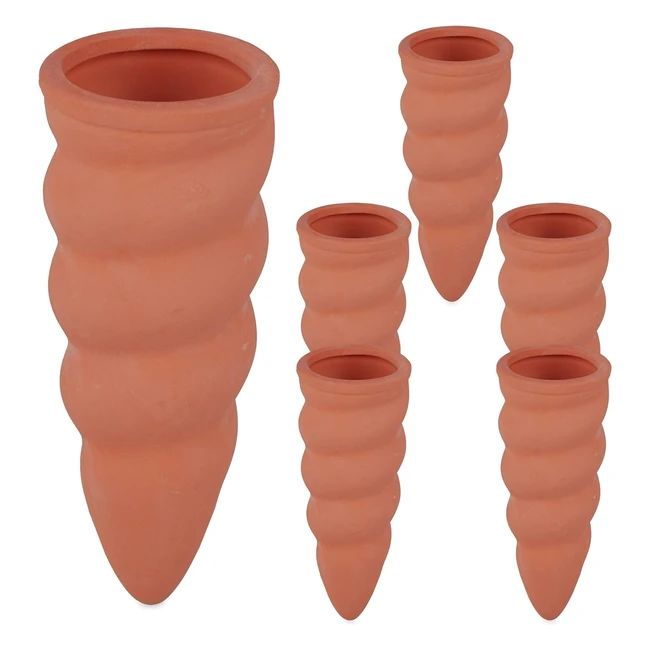 Kit irrigazione a goccia Relaxdays coni per piante innaffiatori bottiglie 15L PET terracotta ceramica