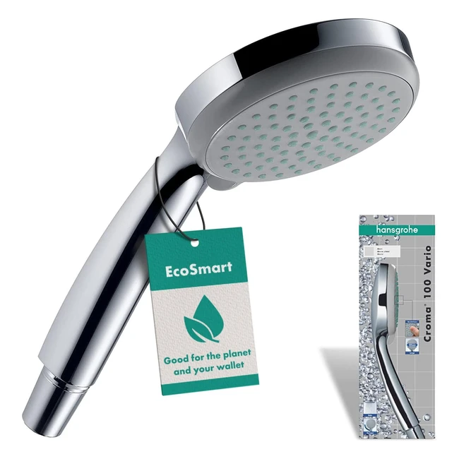 hansgrohe Croma 100 Wasserspar Duschkopf EcoSmart mit 4 Strahlarten Antikalkfunk