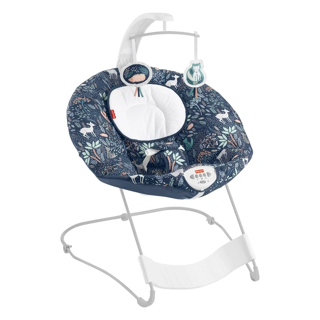 Hamaca Fisher-Price Mullida con Móvil, Vibraciones y Sonidos - Regalo para Bebés Hasta 9 kg - Mattel HBF25