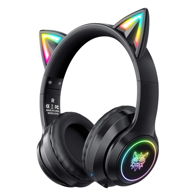 Cuffie Bluetooth Gatto Bambini Adulti RGB Wireless Cablate Microfono Luci LED