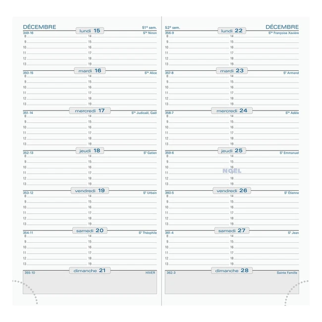 Exacompta 17870E Recharge Quinzainier Millésime SL17 - 1 semaine par page - Janvier Décembre 2024