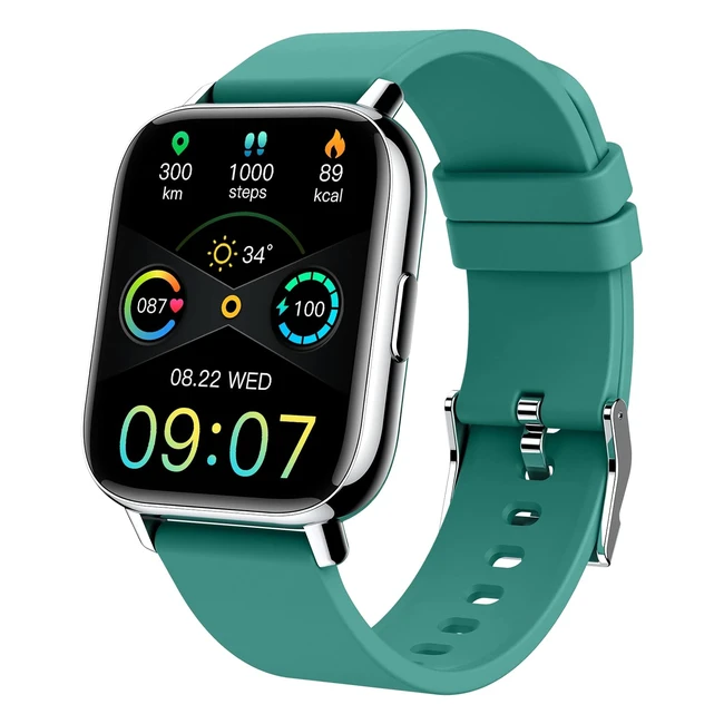 Fitness Tracker Smart Watch 169 Heart Rate Sleep Monitor IP68 Waterproof Fitness Watch 24 Modes Pedometer Step Activity Trackers Smartwatch for Android iOS Cyan