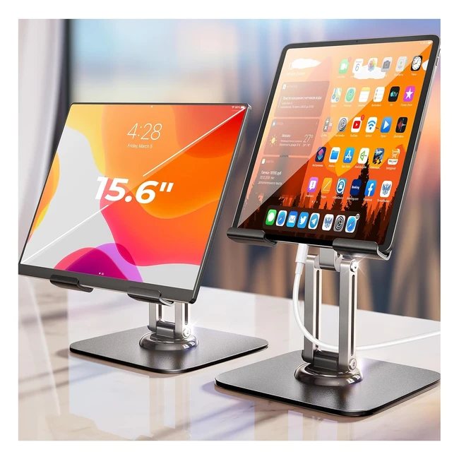 Lisen Tablet Stand 360 Adjustable Rotating Holder for Desk - Foldable iPad Stand
