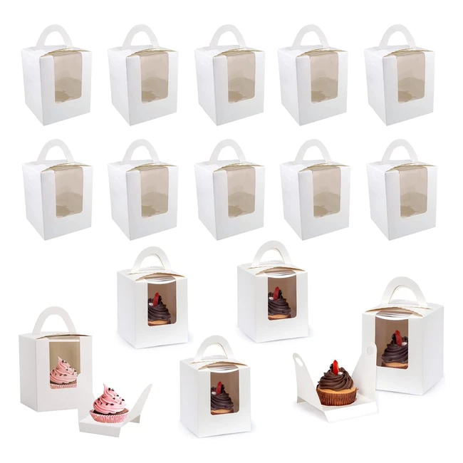Scatole Cupcake Bianche 15 Pezzi - Premium - Finestra - Matrimoni Compleanno