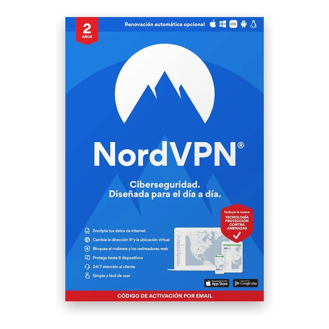 NordVPN Estándar 2 años de VPN y software de ciberseguridad - Bloquea malware, enlaces y anuncios maliciosos - Protege tu información personal