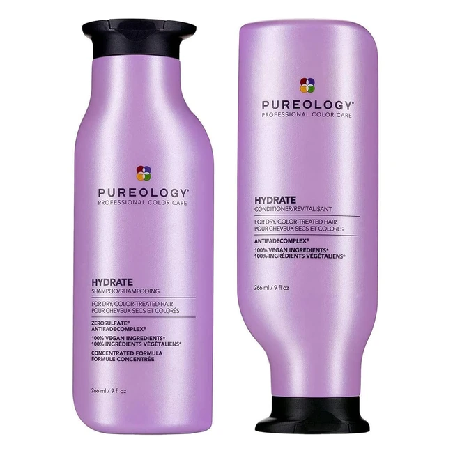 Pureology Hydrate Shampoo & Conditioner Duo Set - Vegan Formulas, Sulfate-Free, Medium to Thick Hair