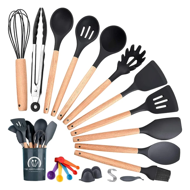 Ensemble ustensiles cuisine antiadhsif 33 pices - Rsistant aux rayures - T