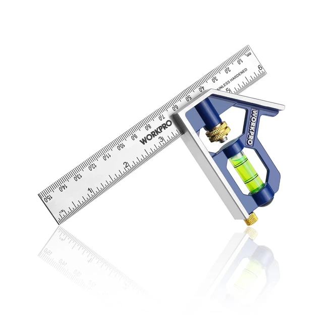 WorkPro 6inch150mm Combination Square Engineers Set Square 4590 Degree with Bubble Level - High Precision Measuring Tool
