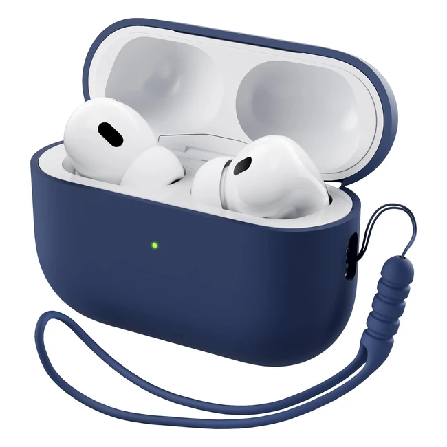 Ornarto AirPods Pro 2 Case 2022 Liquid Silicone Protective Case with Lanyard Navy Blue