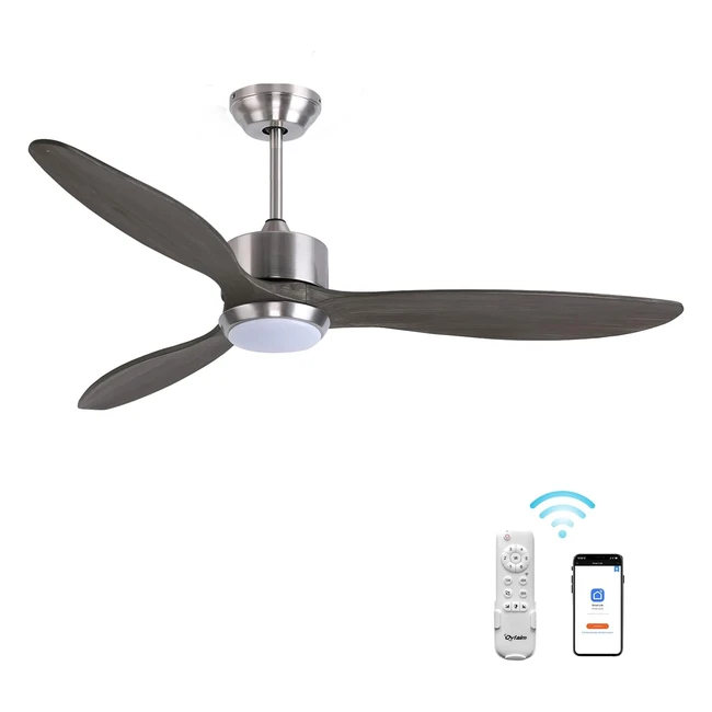 Ventilatore da Soffitto Ovlaim LED 132cm Legno Chiaro Telecomando 3 Colori