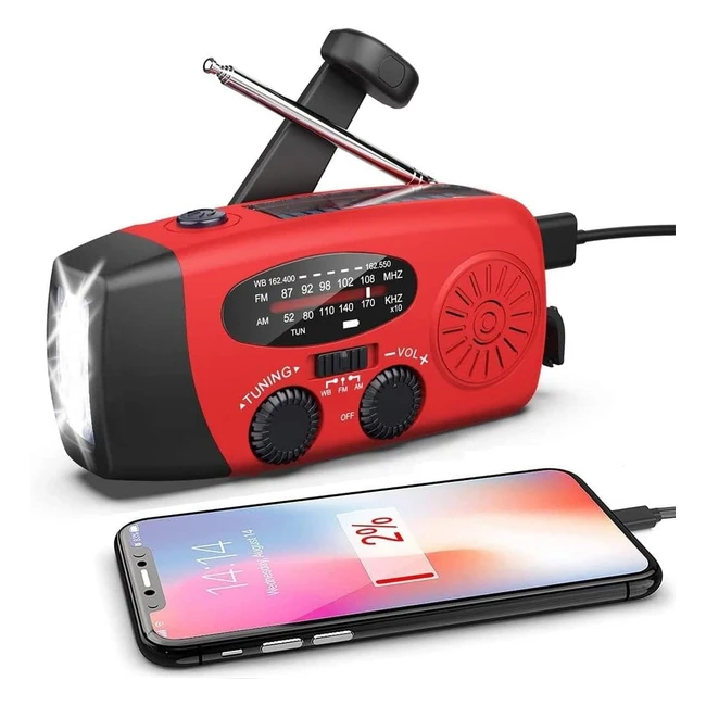 Radio di emergenza solare portatile con torcia a led WBAMFM 2000mAh USB