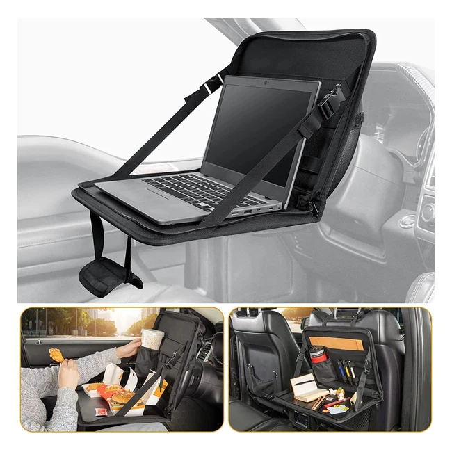 Plateau Volant Voiture Table d'Ordinateur Portable avec Porte-Gobelet Organisateur de Voiture Plateau Repas Pliable Réglable Convient à la Plupart des Véhicules