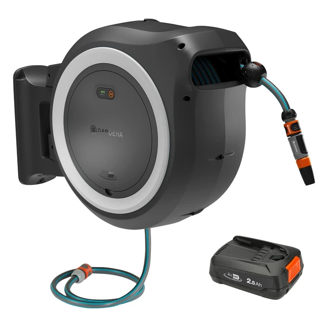 GARDENA Akkuwandschlauchbox PowerRoll XL - Automatischer Schlauchaufroller - 35m Schlauch - RollControl - Komplettset - 1864220