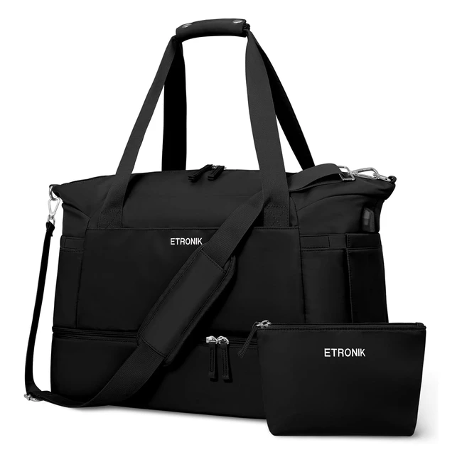 Etronik Gym Bag Womens 55L Sports Travel Duffel Bag with USB Charging Port - Weekender Overnight Bag for Women
