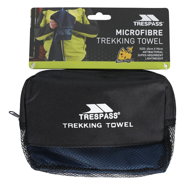 Trespass Soaked Microfibre Towel - Antibacterial Sports Towel 45x90cm