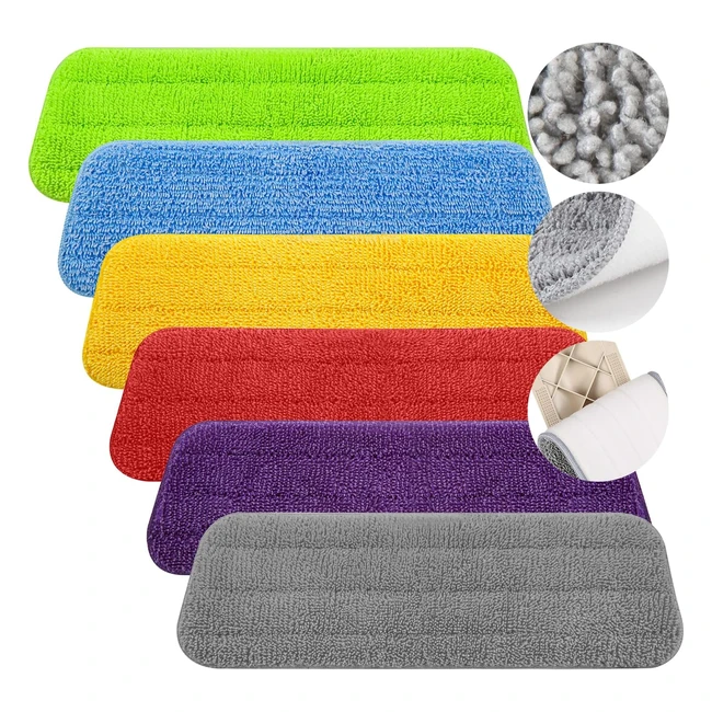 ilavcool 6 pcs Microfiber Mop Pads Replacement - Wet  Dry Mops - Reusable  Was
