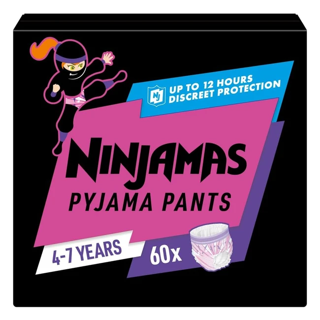 Pampers Ninjamas Pyjama Pants Unisex Hearts 4-7 Years 60 Pants #17kg-30kg Allnight Leak Protection