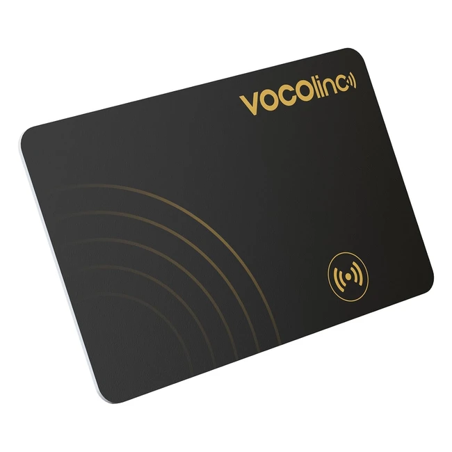 Vocolinc Localizador Bluetooth 16mm Slim Smart Wallet Tracker Card - Buscar Apple iOS - IP67 Impermeable Negro