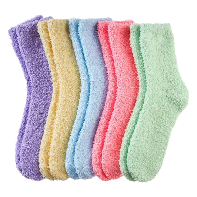 Josnown Fluffy Socks for Women - 5 Pairs Winter Warm Soft Fuzzy Socks - UK 48