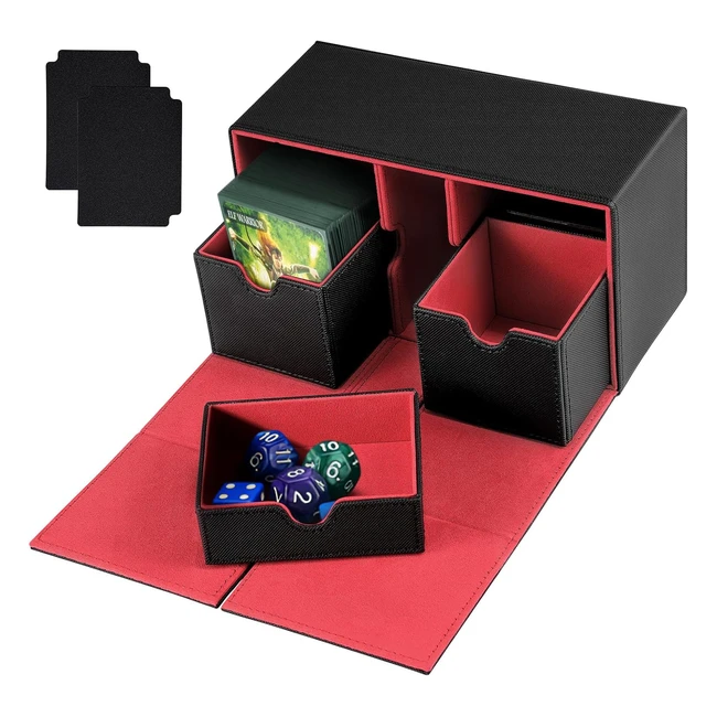 Weigudoc Deck Box para Magic The Gathering - Para más de 200 tarjetas - Compartimento para dados - Compatible con MTG TCG Commander PTCGRED