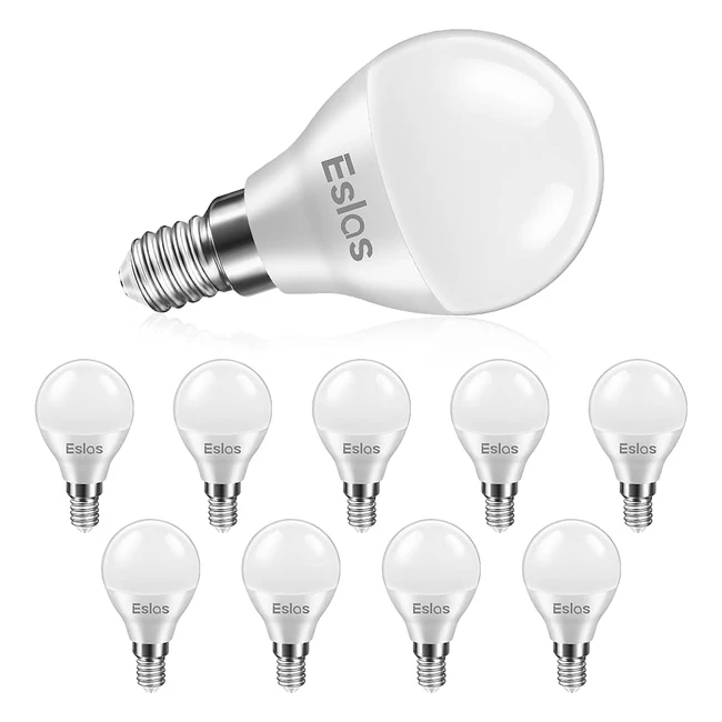 Eslas E14 LED Golf Ball Bulb 6W G45 SES Light Bulb Cool White 6000K 600lm Pack of 10