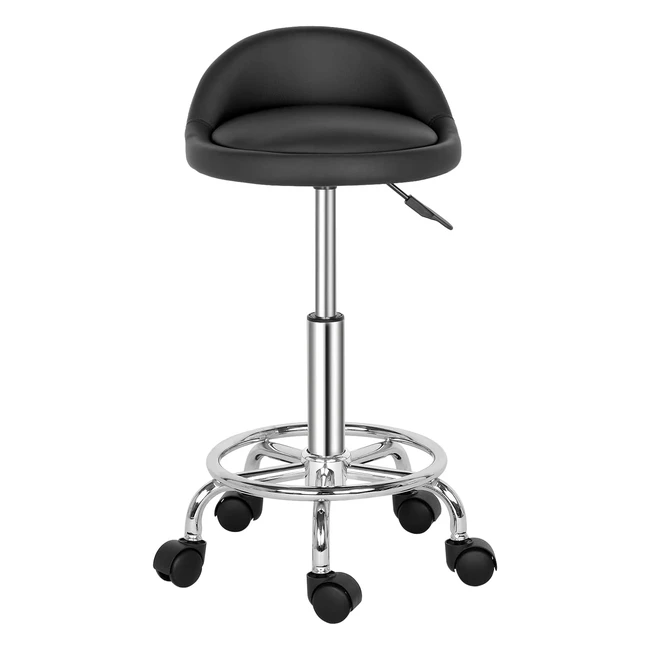 Tabouret de bureau rond Tactfire 360° réglable 49-64 cm pour salon de massage bureau clinique noir