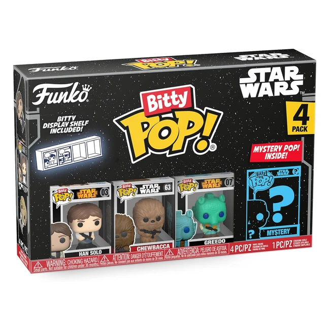Funko Bitty Pop Star Wars Han Solo 4 Paquete - Incluye Chewbacca, Greedo y Figura Misteriosa - 23 cm