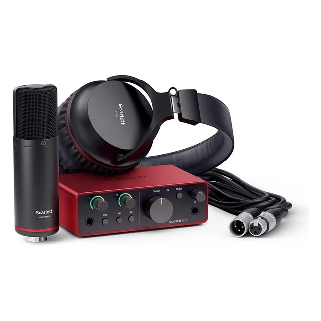 Focusrite Scarlett Solo Studio 4th Gen USB Audio Interface für Songwriter, Gitarristen, Sänger und Produzenten mit Kondensatormikrofon und Kopfhörern