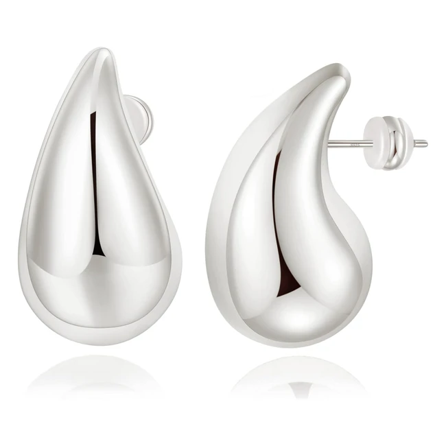 Exgox Chunky Gold Hoop Earrings for Women | Lightweight Teardrop Earrings | Hypoallergenic | #GoldPlated | Waterdrop Earrings | Thick Statement | Gift