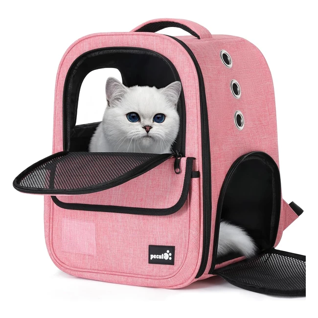 Pecute Cat Carrier Backpack Breathable Pet Carrier Multientrance Front Pack Kitt