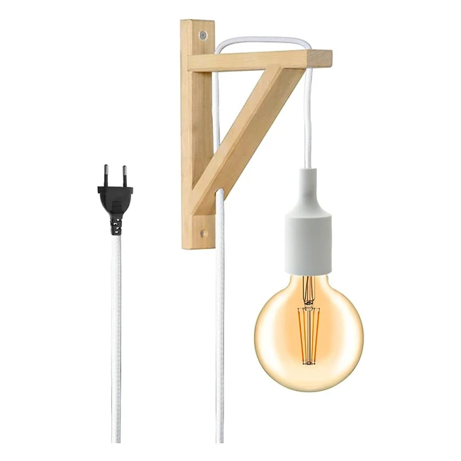 Aplique de Pared Barcelonaled Nordic con Cable Blanco E27 LED - Moderno Diseño