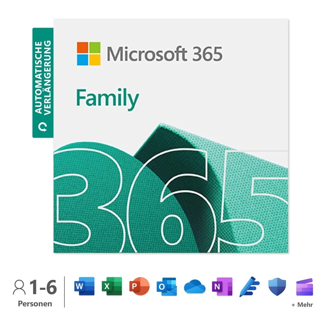 Microsoft 365 Family 12 Monate - Bis zu 6 Nutzer - Word Excel PowerPoint - 1TB O