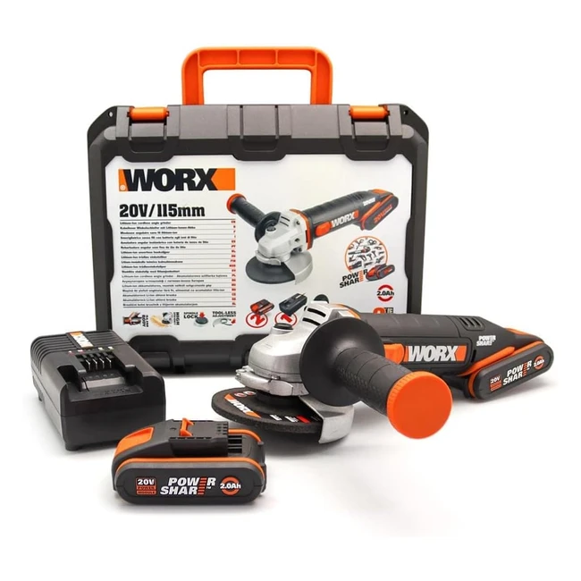 WORX WX800WX8009 Akku-Winkelschleifer 20V Kompakt Leicht 2-Positionshandgriff