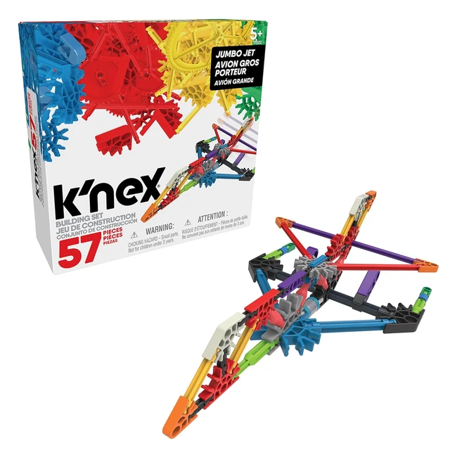 Kit de construction Imagine Jumbo Jet K'NEX Basic Fun 17022 - 57 pièces - Jouet d'avion coloré pour enfants