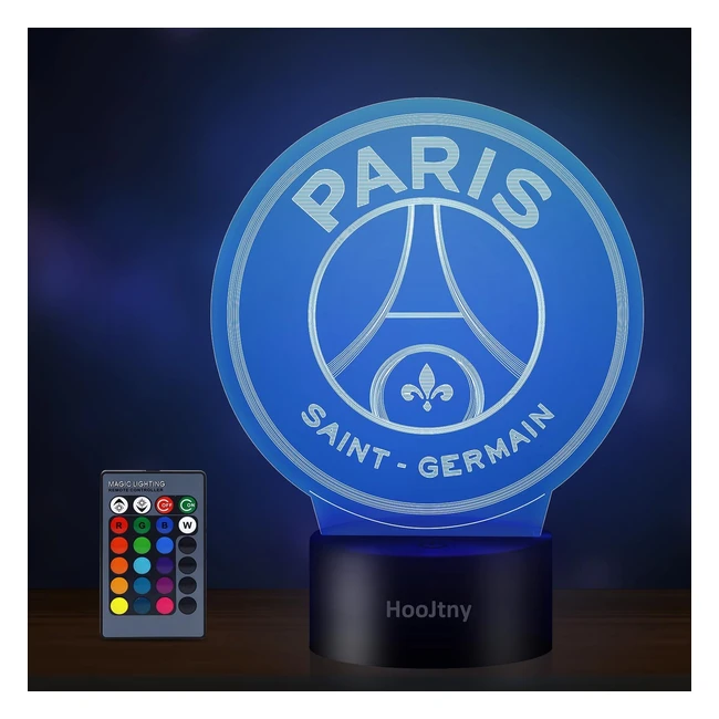 Veilleuse enfant lampe football 3D LED PSG 16 couleurs USB rechargeable