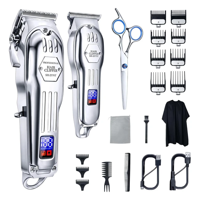 Tondeuse Cheveux Homme Professionnelle - Kit Coupe de Cheveux Multifonction - Sans Fil LCD - Argent 79